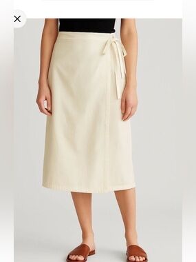 J. Crew garmet dyed pale yellow wrap midi skirt